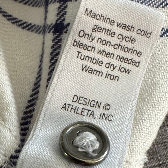 ATHLETA Flannel shirt, long sleeve, white with navy plaid, Size: S - Picture 5 of 5
